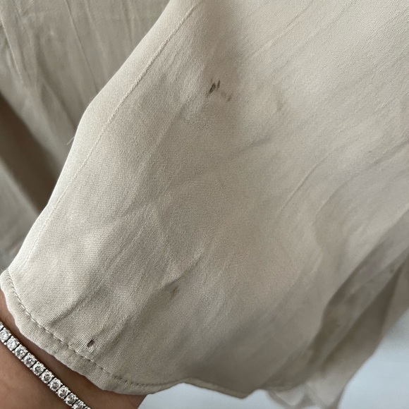 ZARA Ruched Mini Dress Soft Gold Tan | 2298/155 size XLarge Short Tie Neck - Picture 9 of 15